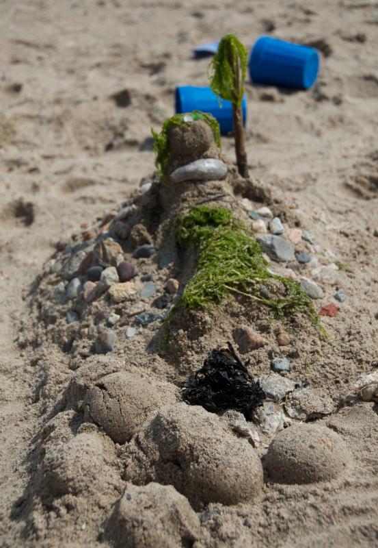 Sarah and Erin Bescancon said they built three or four castles before settling on their mermaid design. BY GEORGIA SPARLING